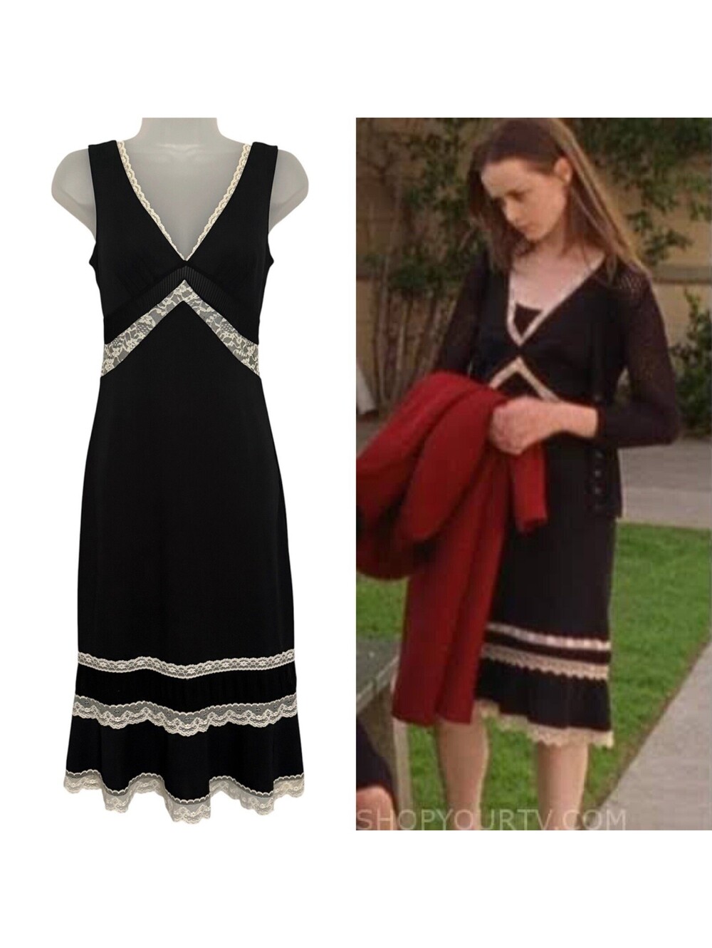 Rare ASO Rory Gilmore on Gilmore Girls Black Cream Lace Dress Size 1/2